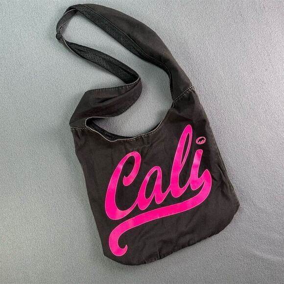 Robin Ruth Handbags - ROBIN RUTH Black Shoulder Sling Bag “California Hot Pink Lettering Unisex Adults